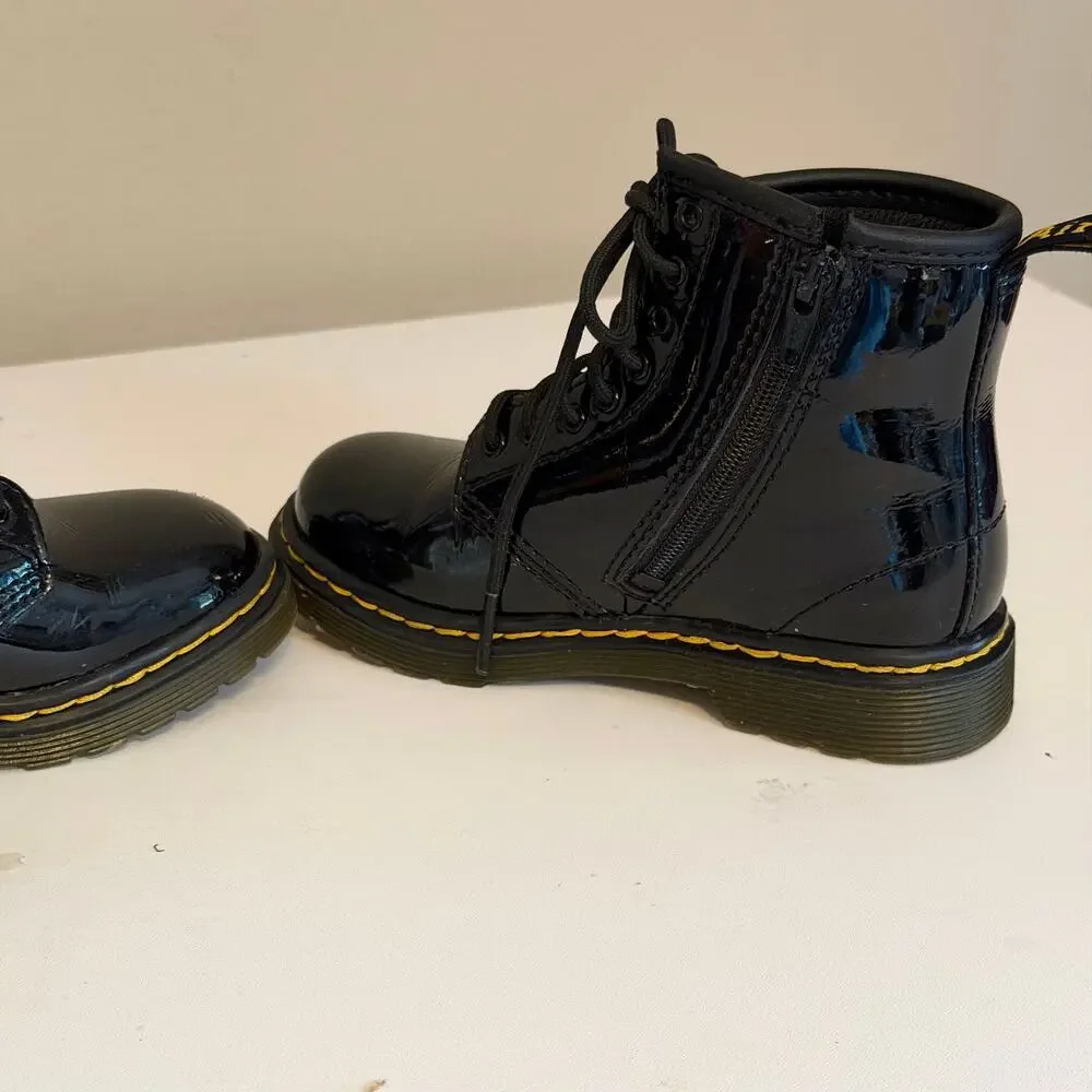Dr. Martens 1460 T Black Patent Leather Combat Boots Toddler 9 Child Youth Kids
